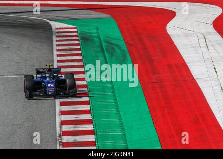 06 SARGEANT Logan (usa), Carlin, Dallara F2, in azione durante il round 8th del Campionato FIA di Formula 2 2022, sul Red Bull Ring, dal 8 al 10 luglio 2022 a Spielberg, Austria - Foto: Sebastian Rozendaal/DPPI/LiveMedia Foto Stock