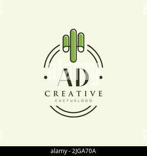 ANNUNCIO lettera iniziale verde cactus modello vettore logo Illustrazione Vettoriale