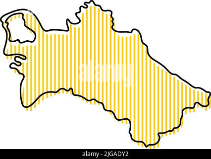 Mappa stilizzata semplice dell'icona Turkmenistan. Illustrazione Vettoriale