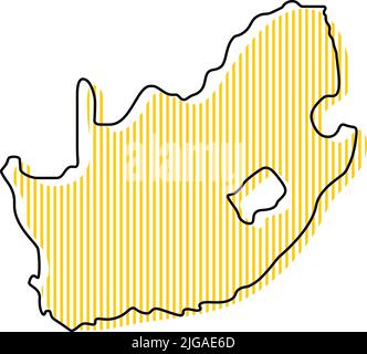 Mappa stilizzata semplice dell'icona del Sudafrica. Illustrazione Vettoriale