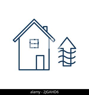 Icona pericolo alluvione. Problema globale con l'aumento del livello del mare. Illustrazione Vettoriale