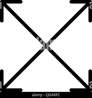 freccia, icona a schermo intero. Semplice linea sottile, vettore di frecce per UI e UX, sito web o applicazione mobile su sfondo bianco Illustrazione Vettoriale