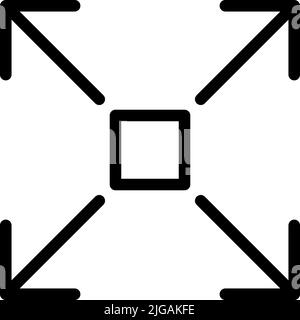 freccia, icona a schermo intero. Semplice linea sottile, vettore di frecce per UI e UX, sito web o applicazione mobile su sfondo bianco Illustrazione Vettoriale