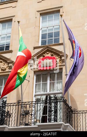 Ambasciata di Myanmar, la missione diplomatica di Myanmar nel Regno Unito. 19a Charles Street, Londra, Regno Unito Foto Stock