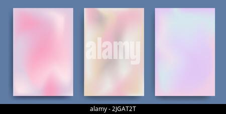 Set di gradienti vettoriali in colori pastello. Per copertine, sfondi, branding e altri progetti. Tavolozza estiva, sfondo lilla. Vettore Illustrazione Vettoriale