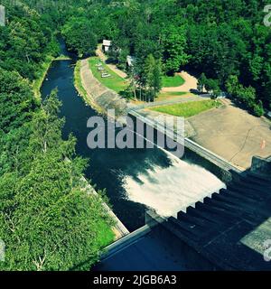 Centrale idroelettrica - centrale idroelettrica run-of-River. Turbina Kaplan. Mohelno-Repubblica Ceca. Foto Stock