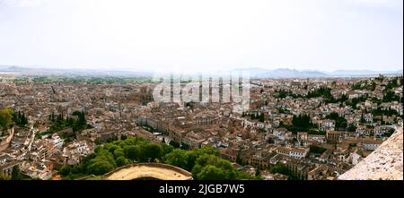 Ampio campo di vista Panorama della città di Granada, da Torre de la vela Foto Stock