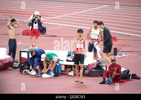 01st agosto 2021 - Tokyo, Giappone: Naoto Tobe of Japan in azione durante la finale di High-Jump maschile ai Giochi Olimpici di Tokyo 2020 (Foto: Mickael Chave Foto Stock