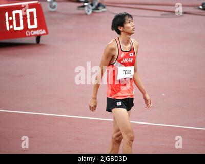 01st agosto 2021 - Tokyo, Giappone: Naoto Tobe of Japan in azione durante la finale di High-Jump maschile ai Giochi Olimpici di Tokyo 2020 (Foto: Mickael Chave Foto Stock