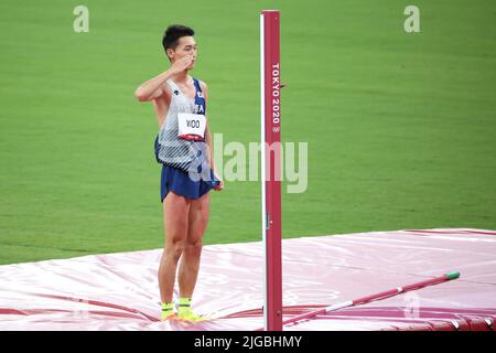 01st agosto 2021 - Tokyo, Giappone: Woo Sanghyeok di Corea termina il 4th nella finale maschile di salto in alto ai Giochi Olimpici di Tokyo 2020 (Foto: Mickael Cha Foto Stock