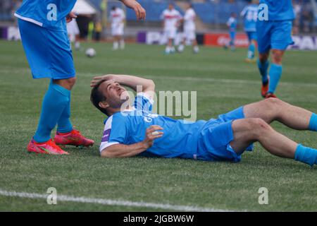 San Pietroburgo, Russia. 08th luglio 2022. Aleksandr Kerzhakov (No.27) di Zenit visto durante la partita di scommesse delle leggende tra Zenit San Pietroburgo e Spartak Mosca allo Stadio Petrovsky. Punteggio finale; Zenit 2:0 Spartak. Credit: SOPA Images Limited/Alamy Live News Foto Stock