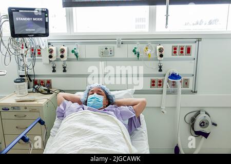 Miami Beach Florida, Mount Mt. Ospedale del centro medico del Sinai all'interno dell'abitacolo, monitor paziente della sala operatoria della torre chirurgica Skolnick, Hispa Foto Stock