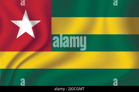 Bandiera del Togo. Simbolo nazionale in colori ufficiali. Icona modello. Sfondo vettoriale astratto Illustrazione Vettoriale