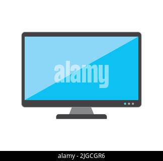 Monitor del computer Display lucido isolato Digital Modern Technology icona piatta Illustrazione Vettoriale