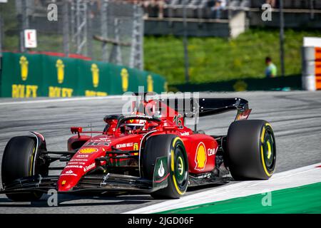 Spielberg, Austria, 09th luglio 2022, Charles Leclerc, di Monaco compete per la Scuderia Ferrari. Sprint Race, round 11 del campionato di Formula 1 2022. Credit: Michael Potts/Alamy Live News Foto Stock