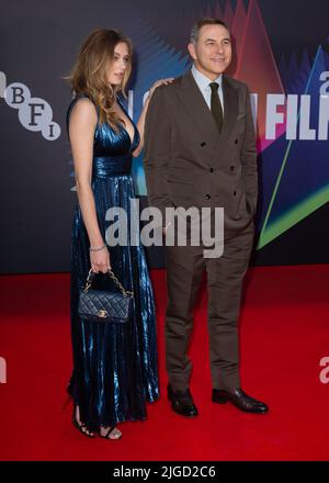 The BFI 65th London Film Festival UK Premiere of 'Last Night in Soho' tenuto presso il Royal Festival Hall di Southbank - Arrivi con: Keeley Hazell, David Walliams dove: Londra, Regno Unito quando: 09 Ott 2021 credito: Mario Mitsis/WENN Foto Stock