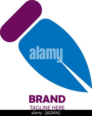 semplice illustrazione vettoriale della penna di lavoro di colore blu e viola. ideale per icone e loghi. ufficio, contabilità, registrar finanziario, studente, scuola. Illustrazione Vettoriale