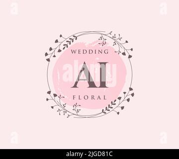 Ai iniziali lettera Wedding monogramma modello loghi, disegnata a mano moderno minimalista e modelli floreali per carte di invito, Salva la data, elegante Illustrazione Vettoriale