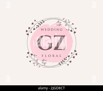 SIGLA GZ lettera Wedding modello logo monogramma, modelli moderni minimalisti e floreali disegnati a mano per le carte di invito, Salva la data, elegante Illustrazione Vettoriale