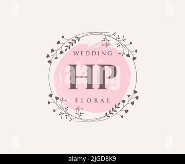 HP initals lettera monogramma modello logo matrimonio, disegnata a mano moderno minimalista e modelli floreali per biglietti d'invito, Salva la data, elegante Illustrazione Vettoriale