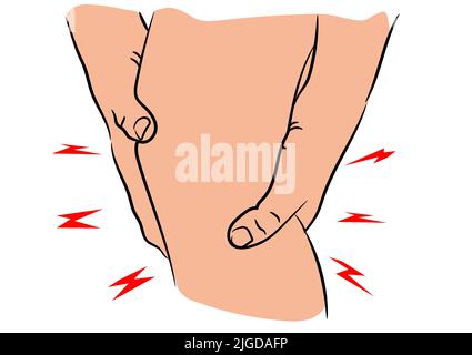 Il tendine del ginocchio problemi dolorosi, rigonfiamento dopo dall'esercizio illustrazione vettoriale Illustrazione Vettoriale