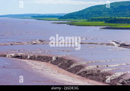 Daniels Appartamenti. Fango a bassa marea, Hopewell Rocks Park, Bay of Fundy, New Brunswick, Canada. Foto Stock