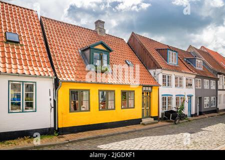 Aabenraa, Danimarca; 6 luglio 2022 - antiche case tradizionali danesi, Aabenraa, Danimarca Foto Stock