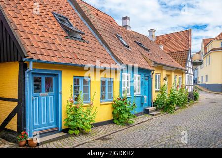 Aabenraa, Danimarca; 6 luglio 2022 - antiche case tradizionali danesi, Aabenraa, Danimarca Foto Stock