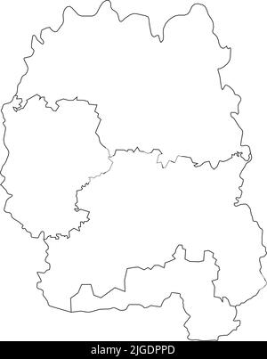 Mappa bianca delle raioni dell'OBLAST DI ZHYTOMYR, UCRAINA Illustrazione Vettoriale