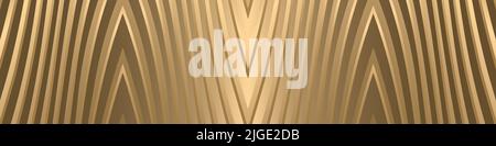 Striscione Gold Luxury Wide. Golden texture linee d'onda a strisce motivo moderno sfondo orizzontale. Modello di disegno Web illustrazione vettoriale EPS 10. Illustrazione Vettoriale