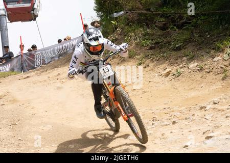 13 MINNAAR Greg SANTA CRUZ SYNDICATE durante la Coppa del mondo di Mountain Bike Mercedes-Benz UCI, gara finale di Downhill a Lenzerheide, Svizzera 9 luglio 2 Foto Stock