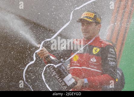 Spielberg, Austria. 10th luglio 2022. SPIELBERG - Charles Leclerc (16) sul podio al Gran Premio d'Austria al Red Bull Ring il 10 luglio 2022 a Spielberg, in Austria. ANP SEM VAN DER WAL Credit: ANP/Alamy Live News Foto Stock