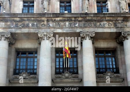 Correos y Telegrafos, l'edificio centrale della posta di Barcellona Catalogna Spagna Foto Stock