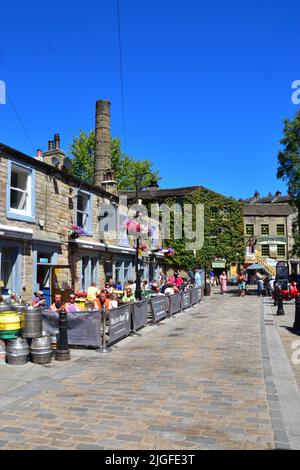 Bridge Gate & St George's Square, Hebden Bridge, Calderdale, West Yorkshire Foto Stock