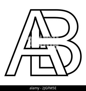 Icona del logo due lettere interlacciate A B, logo AB BA Illustrazione Vettoriale