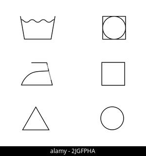 vettore di simboli di bucato isolato su sfondo bianco Illustrazione Vettoriale