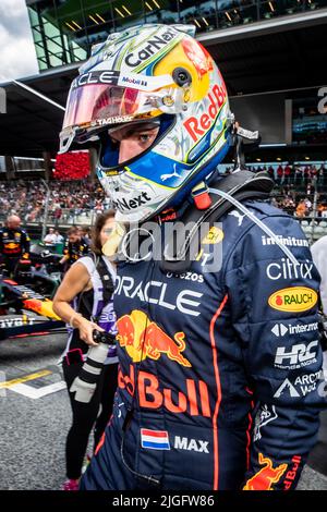 SPIELBERG, Austria. 10th luglio 2022. #1, Max VERSTAPPEN, NDL, Oracle Red Bull Racing RB18 Honda, gara F1 al Red Bull Ring, Oesterreich Ring, Formula uno, GRAN Premio D'AUSTRIA, Grosser Preis von OESTERREICH, GP d'Autriche, Motorsport, Formel1, immagine responsabile, Copyright © ATP Images/ Cristiano BARNI (BARNI Cristiano/ATP/SPP) Credit: SPP Sport Press Photo. /Alamy Live News Foto Stock