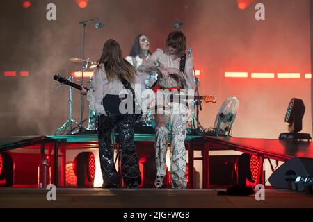 Concerto della band italiana 'Maneskin' al Circo massimo di Roma il 09.07.2022 per il Rock in Roma Festival Foto Stock