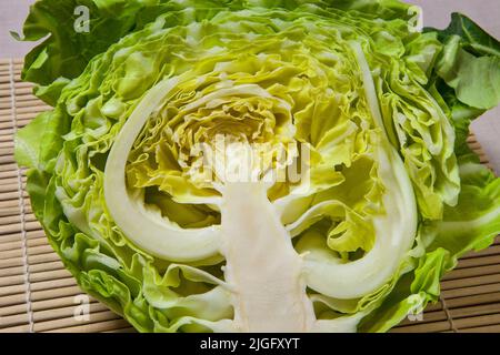 Dettaglio della testa di cavolo a fette a Nakaikegami, Tokyo, Giappone Foto Stock