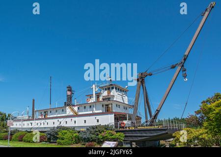 Washington, Anacortes, W. T. Preston Snagboat, utilizzare per rimuovere i pericoli di navigazione Foto Stock