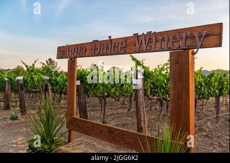 Splendida azienda vinicola Agua Dulce durante il tramonto Foto Stock