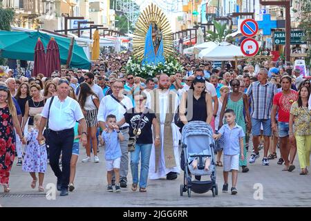 Festa della Madonna di Porto salvo, patrona di Lampedusa, è la più importante manifestazione religiosa che si svolge sull'isola di Lampedusa, LAMPEDUSA, ITA Foto Stock