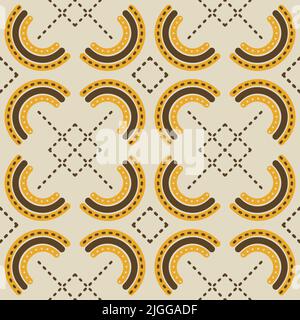 Arancione rainbow grovy 1970 buone vibrazioni senza cuciture vettore pattern sfondo. Calda carta da parati retrò astratta, divertente texture 70s Illustrazione Vettoriale