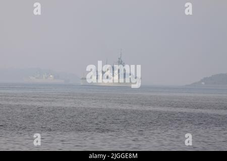 Nave da guerra nel porto di Halifax. Foto Stock