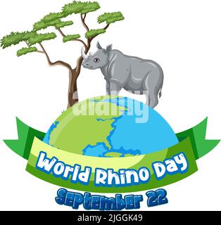 Giornata mondiale del Rhino illustrazione del 22 settembre Illustrazione Vettoriale