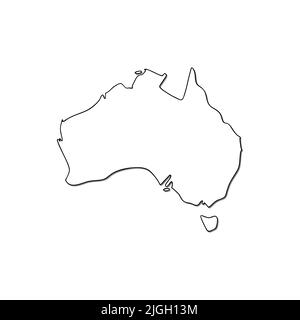 Mappa dell'Australia icona vettoriale isolata su sfondo bianco Illustrazione Vettoriale