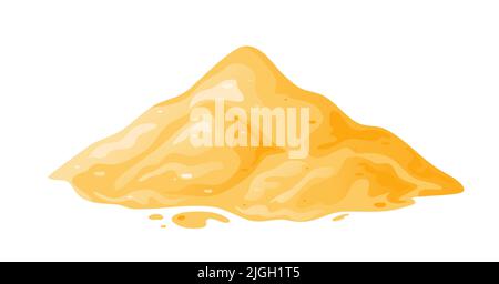 Mucchio di sabbia in cartoon, duna sabbiosa nel deserto o in spiaggia. Cumulo di materiale da costruzione. Illustrazione vettoriale Illustrazione Vettoriale