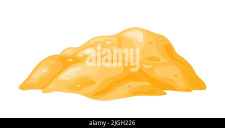 Mucchio di sabbia in cartoon, duna sabbiosa nel deserto o in spiaggia. Cumulo di materiale da costruzione. Illustrazione vettoriale Illustrazione Vettoriale
