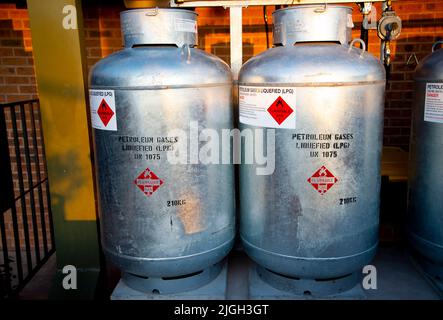 Gas di petrolio liquefatto in serbatoi (GPL) Foto Stock