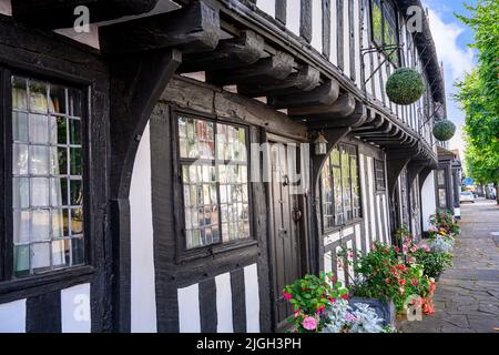 Legno di quercia incorniciata costruzione cottage casa alta strada Henley in Arden Warwickshire Inghilterra Regno Unito Foto Stock